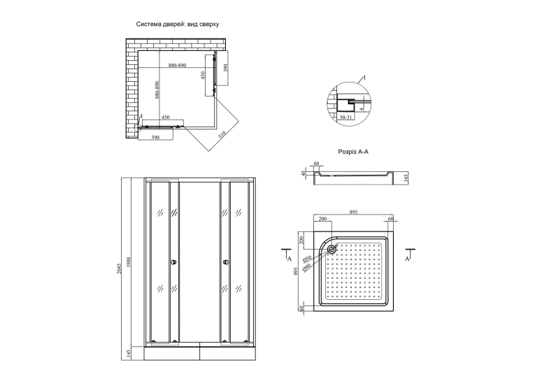 Душевая кабина  Kroner KRP Eifel - Q.C.F.L. 90x90 cм EifelQCFL9090
