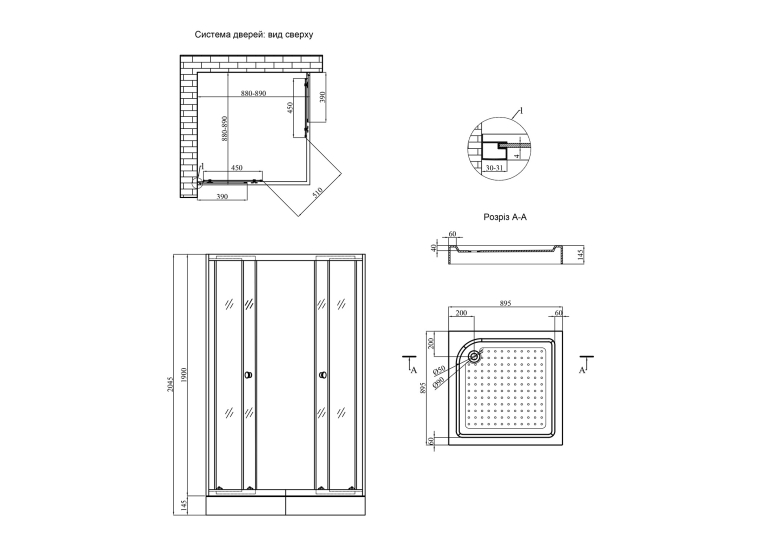 Душевая кабина  Kroner KRP Eifel - Q.C.F.L. 90x90 cм EifelQCFL9090