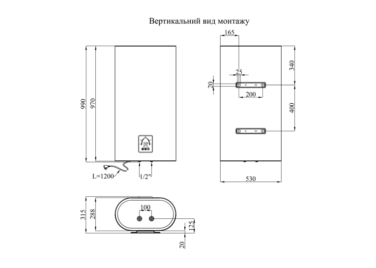 Водонагрівач Kroner Flacher з сухим ТЕНом K80F2-D