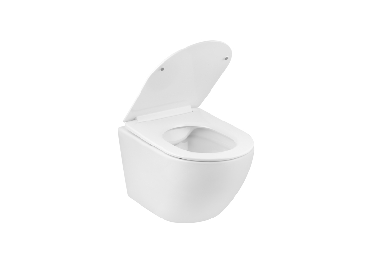 Унітаз підвісний Kroner Harz WHI523632 RIMLESS безобідковий з сидінням (KH523632WHIR)