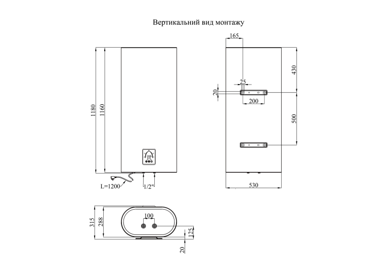 Водонагрівач Kroner Flacher з сухим ТЕНом K100F2-D