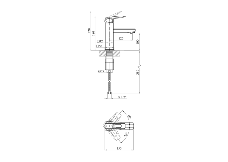 Смеситель для раковины Kroner KRM Kante - C010