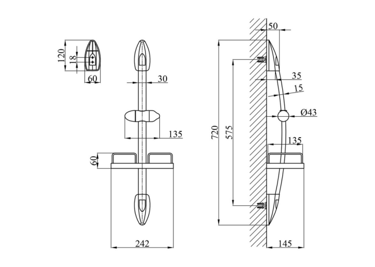 Душова стійка Kroner KRM - C750 з полицею CV022941