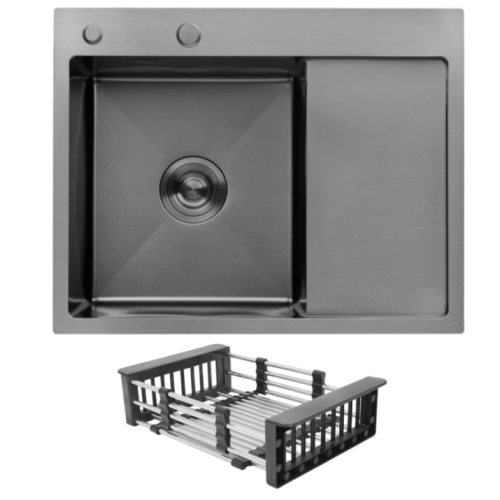 Кухонная мойка Kroner KRP Schwarze - 6350LHM PVD (3,0/1,0 мм) CV031322