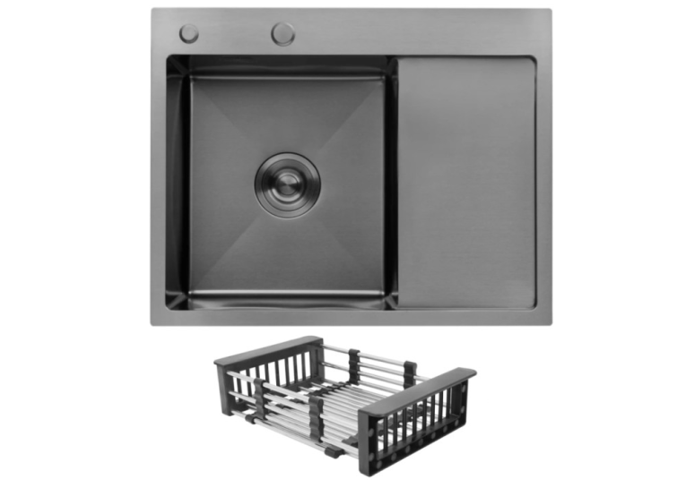Кухонна мийка Kroner KRP Schwarze - 6350LHM PVD (3,0/1,0 мм) CV031322