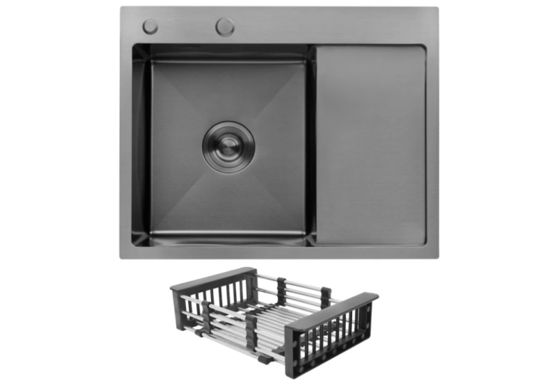 Кухонная мойка Kroner KRP Schwarze - 6350LHM PVD (3,0/1,0 мм) CV031322