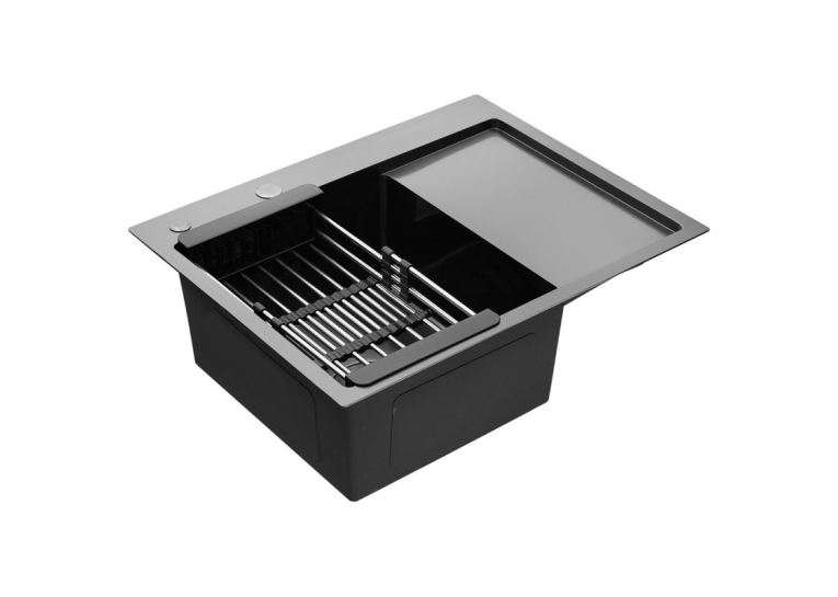 Кухонна мийка Kroner KRP Schwarze - 6350LHM PVD (3,0/1,0 мм) CV031322