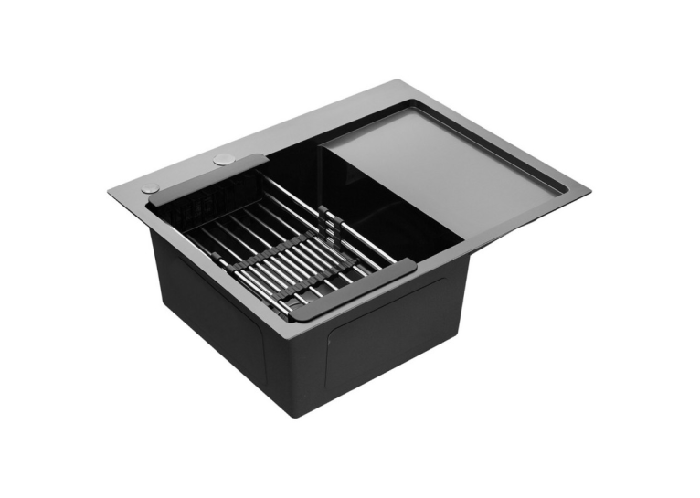 Кухонная мойка Kroner KRP Schwarze - 6350LHM PVD (3,0/1,0 мм) CV031322