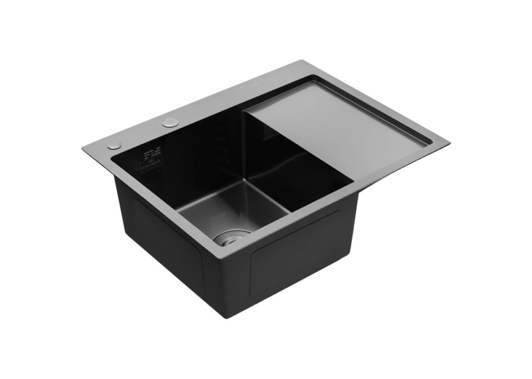 Кухонна мийка Kroner KRP Schwarze - 6350LHM PVD (3,0/1,0 мм) CV031322
