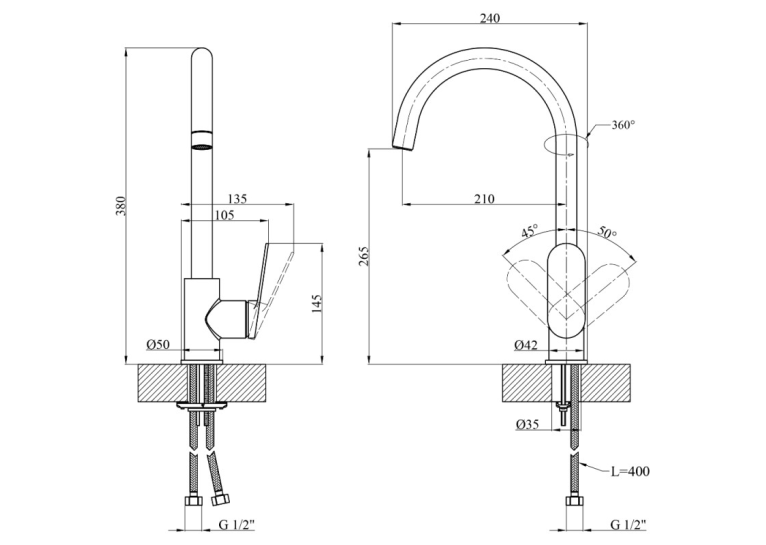 Змішувач для кухні Kroner Element Хром 211512B-0101 CV035980