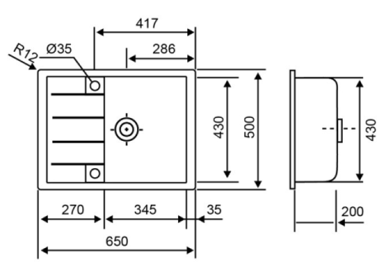 Кухонная мойка Lidz 650x500/200 COL-06 (LIDZCOL06650500200)