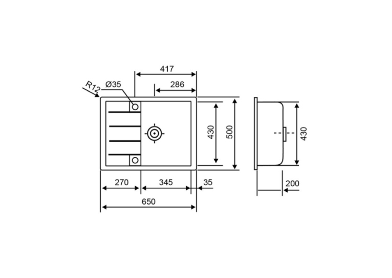 Кухонная мойка Lidz 650x500/200 GRA-09 (LIDZGRA09650500200)