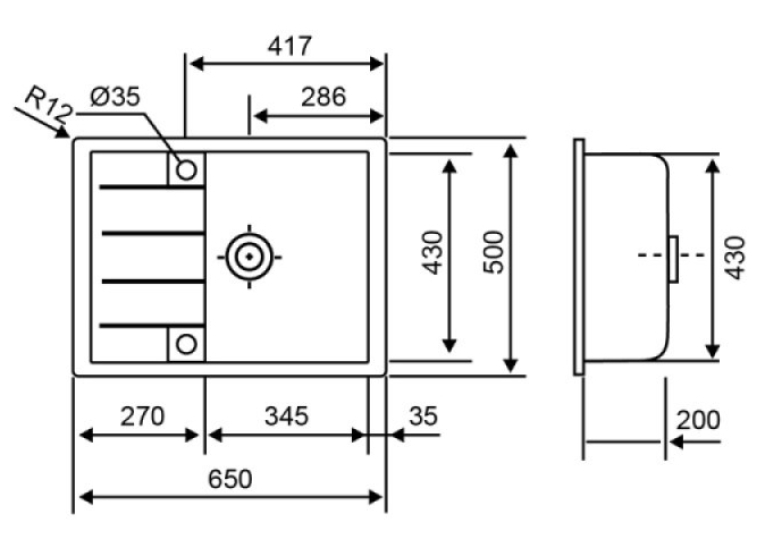 Кухонная мойка Lidz 650x500/200 STO-10 (LIDZSTO10650500200)