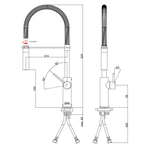 Смеситель кухонный Paffoni Light Black 01504