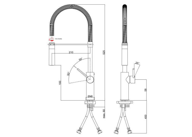 Смеситель кухонный Paffoni Light Black 01504