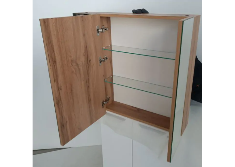 Зеркальный шкаф ПІК Базис 80 з зеркалом на фасадах без подсветки 80 Wood SH-0580-Вw