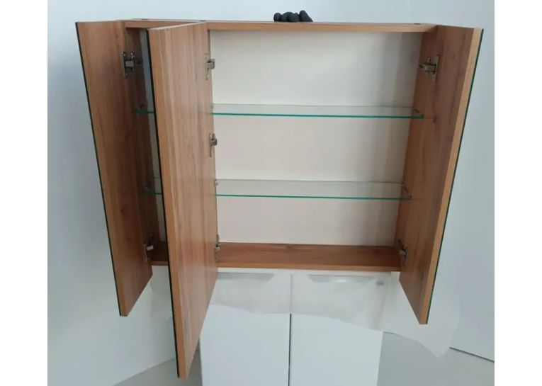 Зеркальный шкаф ПІК Базис 80 з зеркалом на фасадах без подсветки 80 Wood SH-0580-Вw