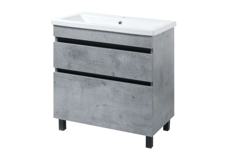 Тумба ПІК Мінімал з умивальником КОМО 80 см, T-308019- Mgr + UM-8019 (Grey)