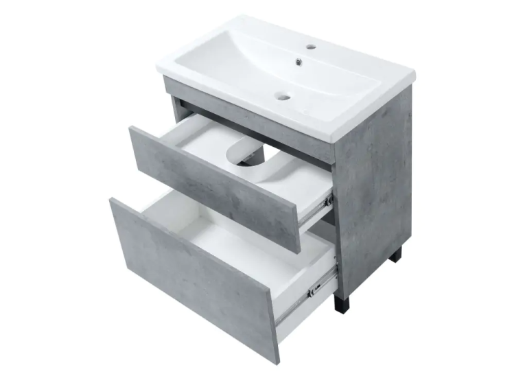 Тумба ПІК Мінімал з умивальником КОМО 80 см, T-308019- Mgr + UM-8019 (Grey)