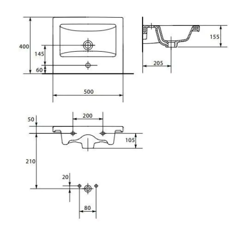 Тумба ПІК Мінімал с умывальником КОМО  50 см, T 305019 Mw + UM-5019 (Wood)