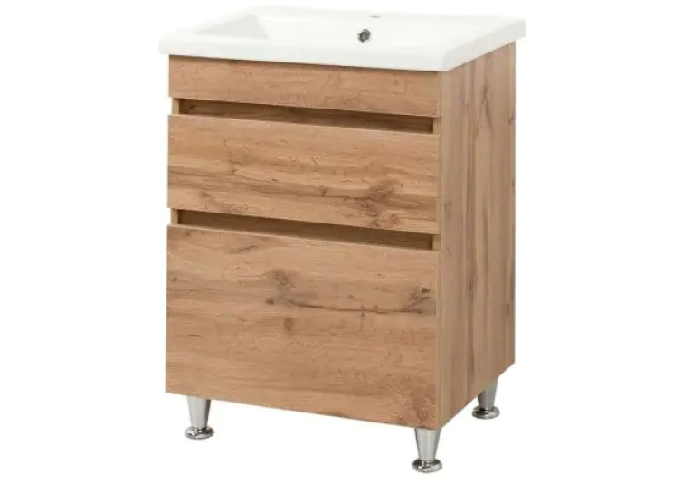 Тумба ПІК Мінімал з умивальником КОМО 60 см, T 306019-Mw + UM-6019 (Wood)
