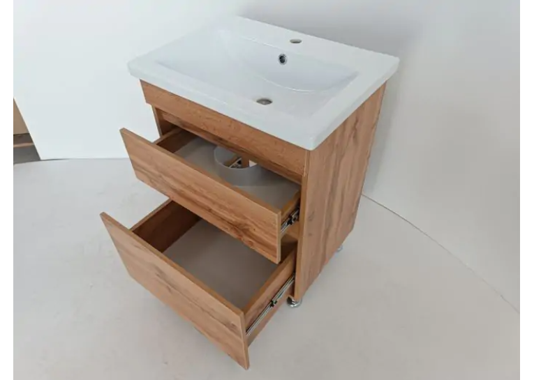 Тумба ПІК Мінімал з умивальником КОМО 60 см, T 306019-Mw + UM-6019 (Wood)
