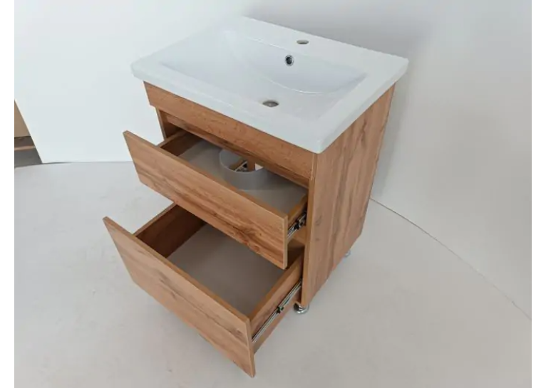 Тумба ПІК Мінімал с умывальником КОМО 60 см, T 306019-Mw + UM-6019 (Wood)