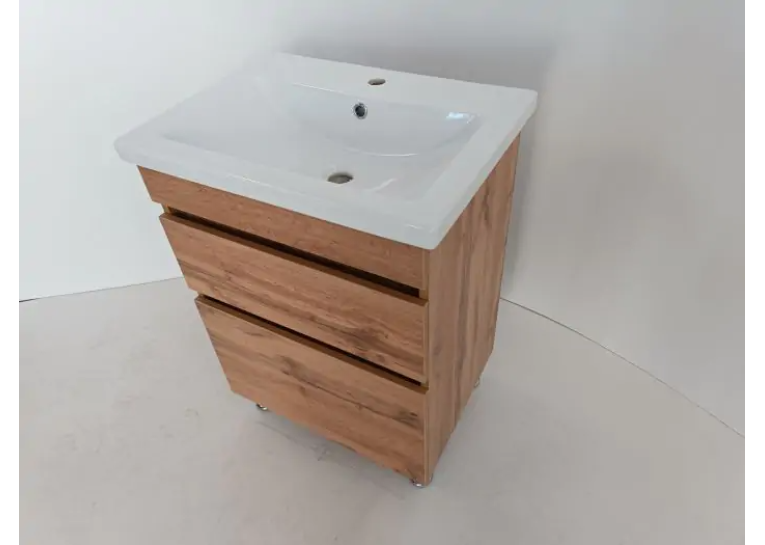 Тумба ПІК Мінімал з умивальником КОМО 60 см, T 306019-Mw + UM-6019 (Wood)