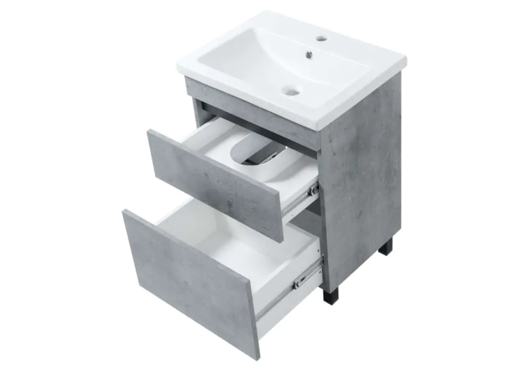 Тумба ПІК Мінімал з умивальником КОМО 60 см, T 306019 Mgr + UM-6019 (Grey)