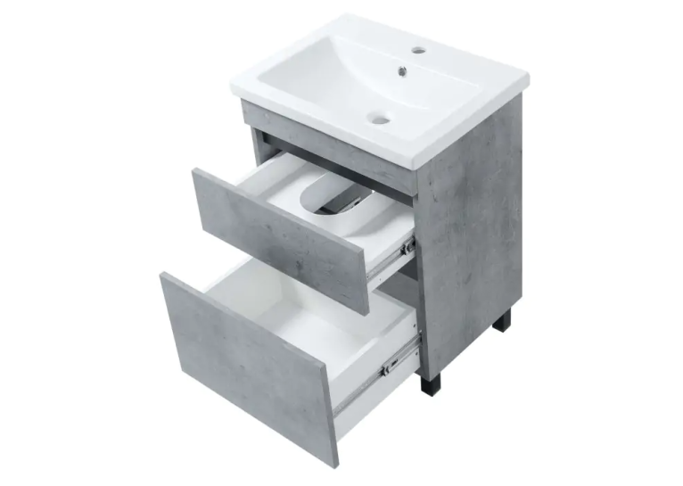 Тумба ПІК Мінімал з умивальником КОМО 60 см, T 306019 Mgr + UM-6019 (Grey)