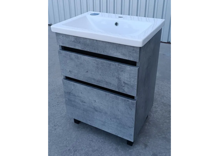 Тумба ПІК Мінімал з умивальником КОМО 60 см, T 306019 Mgr + UM-6019 (Grey)
