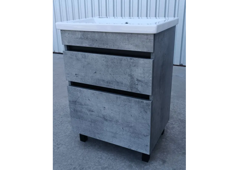 Тумба ПІК Мінімал з умивальником КОМО 60 см, T 306019 Mgr + UM-6019 (Grey)