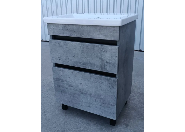 Тумба ПІК Мінімал с умывальником КОМО 80 см, T-308019- Mgr + UM-8019 (Grey)