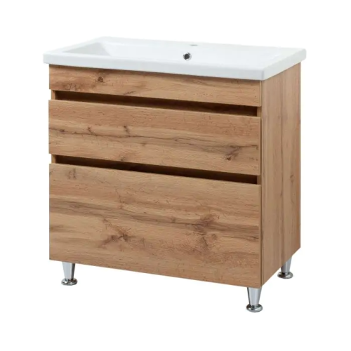 Тумба ПІК Мінімал з умивальником КОМО 80 см, T-308019- Mw + UM-8019 (Wood)