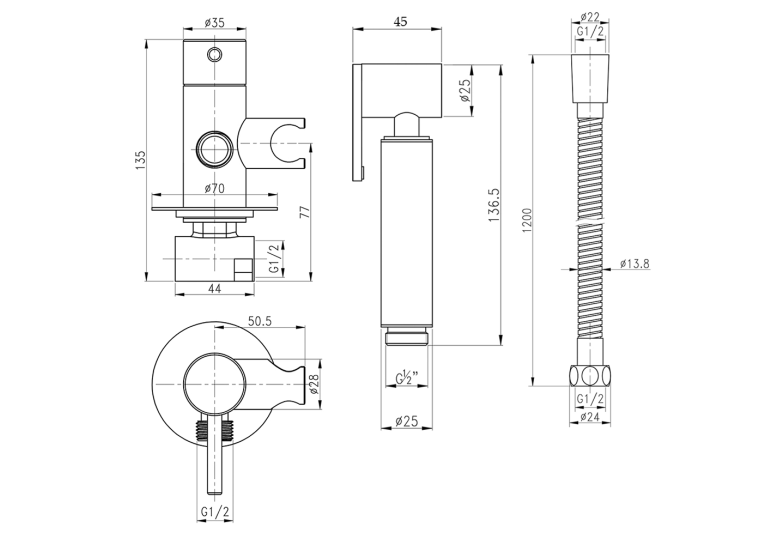 Набір для гігієнічного душу із змішувачем Qtap Inspai-Varius BCR V00440001 QTINSVARBСRV00440001
