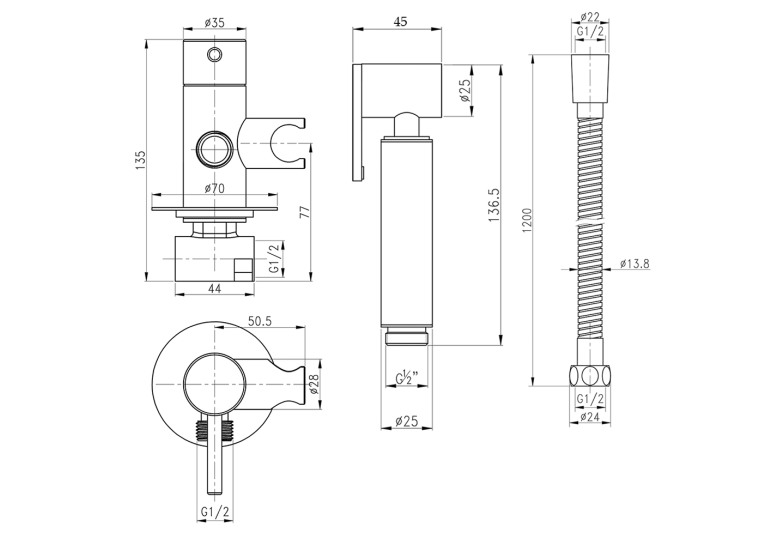 Набір для гігієнічного душу із змішувачем Qtap Inspai-Varius BCR V00440001 QTINSVARBСRV00440001