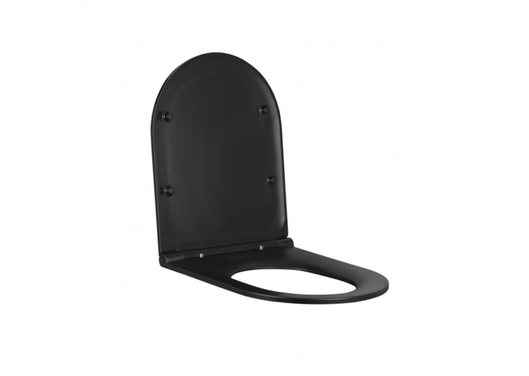 Сидіння для унітазу Qtap (Robin, Scorpio) Duroplast, антибактеріальне з мікроліфтом, Matt Black, QT99HY2049MB (Сорт-2)