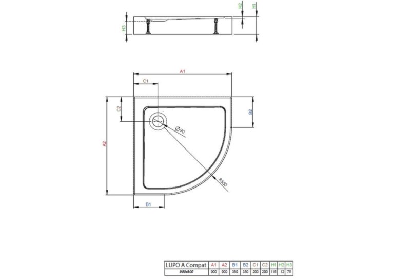 Душова кабіна Radaway Alienta Chrome A 800х800х1900 прозоре + піддон Lupo + сифон R500 10228080-01-01KL500