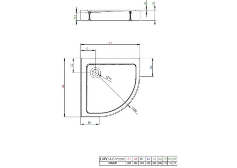 Душова кабіна Radaway Alienta Chrome A 900х900х1900 прозоре + піддон Lupo + сифон R500 10229090-01-01KL500