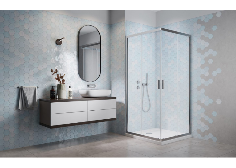 Душевая кабина Radaway Alienta Chrome C 800х800х1900 прозрачная + поддон Rodos + сифон 690P 10238080-01-01KR