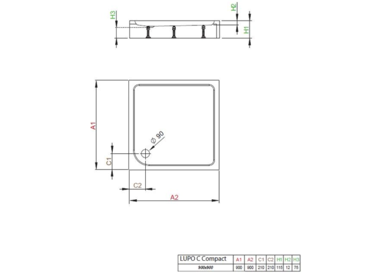 Душова кабіна Radaway Alienta Chrome C 900х900х1900 прозоре + піддон Lupo + сифон R500 10239090-01-01KL500