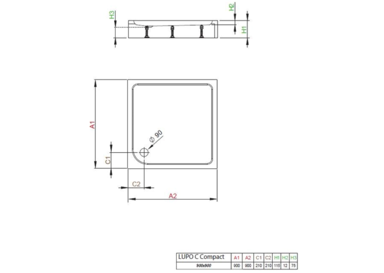 Душевая кабина Radaway Alienta Chrome C 900х900х1900 прозрачная + поддон Lupo + сифон R500 10239090-01-01KL500