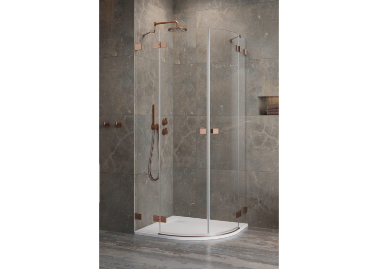 Душова кабіна напівкругла Radaway Essenza Pro Brushed Copper PDD Transparent 90x90x200, мідь, безпечне скло, 10095090-93-01L+10095090-93-01R