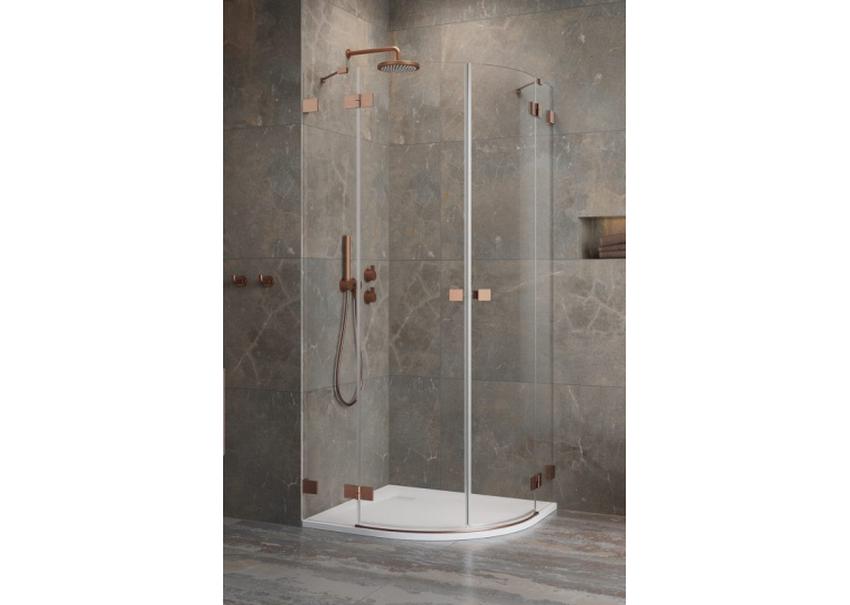 Душова кабіна напівкругла Radaway Essenza Pro Brushed Copper PDD Transparent 90x90x200, мідь, безпечне скло, 10095090-93-01L+10095090-93-01R