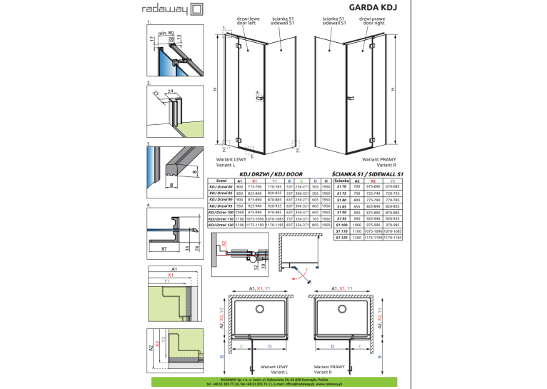 Душова кабіна RADAWAY Garda Chrome KDJ 120x70x195 10700120-01-01R+1070070-01-01