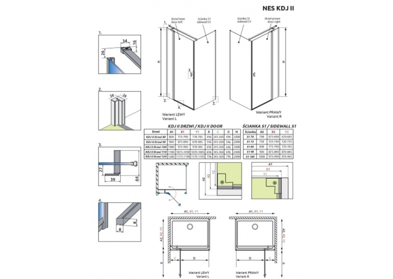 Душевая кабина RADAWAY NES Black KDJ II + NES S1 черный/прозрачное стекло (90x90), 10032090-54-01L+10039090-01-01 (выставочный образец)