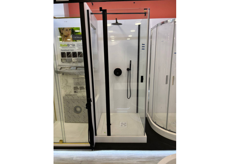 Душова кабіна RADAWAY NES Black KDJ II + NES S1 чорний/прозоре скло (90x90), 10032090-54-01L+10039090-01-01 (виставковий зразок)