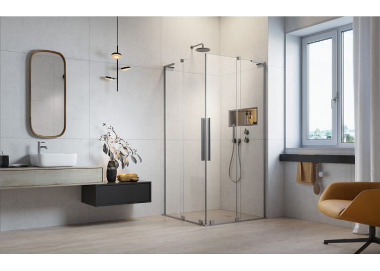 Душова кабіна квадратна Radaway Furo SL Brushed Nickel KDD Transparent 90x90x200, нікель, безпечне скло, 10305090-91-01L+10305090-91-01R