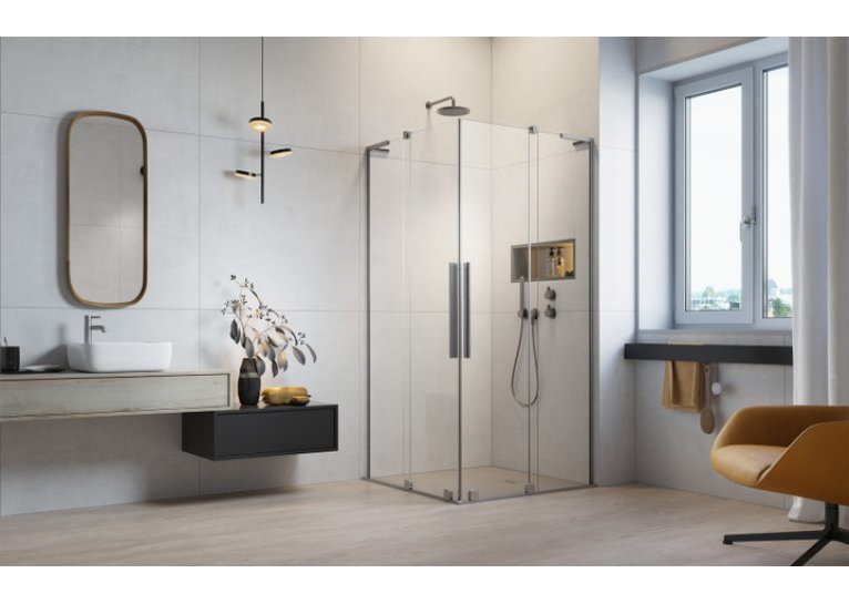 Душова кабіна квадратна Radaway Furo SL Brushed Nickel KDD Transparent 90x90x200, нікель, безпечне скло, 10305090-91-01L+10305090-91-01R