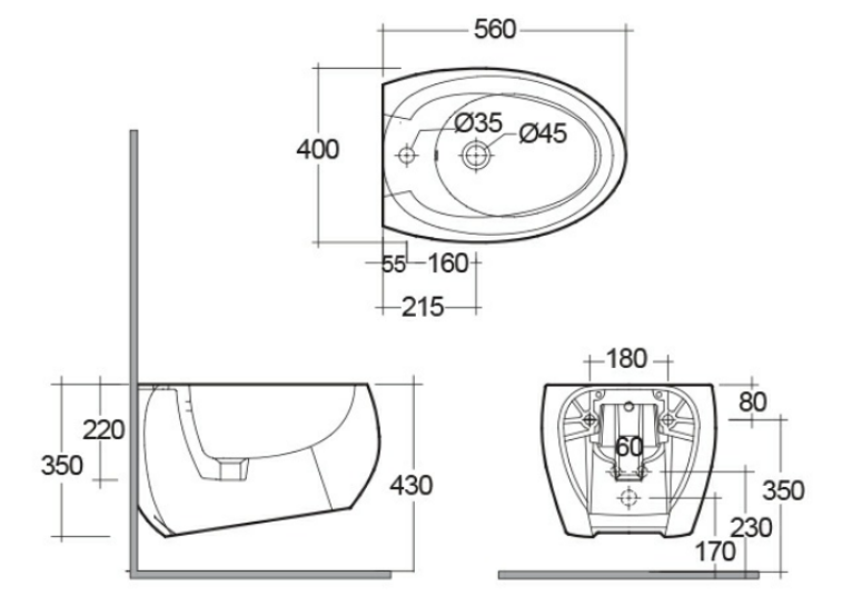  Біде підвісне RAK Ceramics Cloud CLOBD2101AWHA